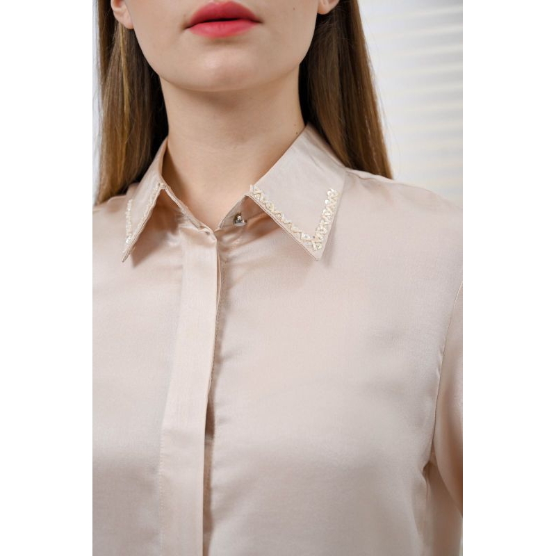 Nese Shirt | Kemeja Satin Lengan Panjang Premium Luxury Dengan Payet